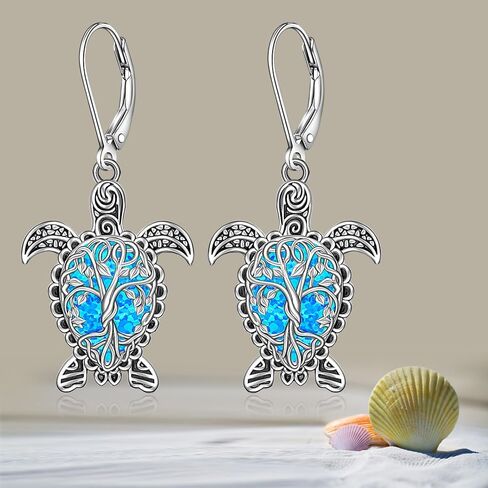 Moonstone Turtle Necklace Opal Sea Turtle Earrings for Women Sterling Silver Tree of Life Hawaii Turtles Jewelry Mothers Day Gifts in Saudi Arabia