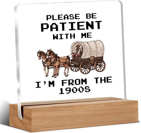 Funny Retro Acrylic Plaque Gifts for Friends Coworkers, Western Gifts for Women Men Besties, I'm From the 1900s Office Desk Signs Decor 4 × 4 Inches in Kuwait