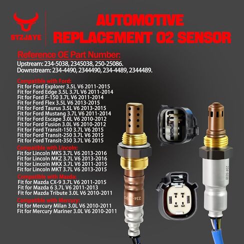 4pcs مستشعر Oxygen O2 234-5038 234-4490 ، مستشعرات استبدال السيارات 02 متوافقة مع Ford/Explorer F150/Mustang/Edge/Escap in Saudi Arabia