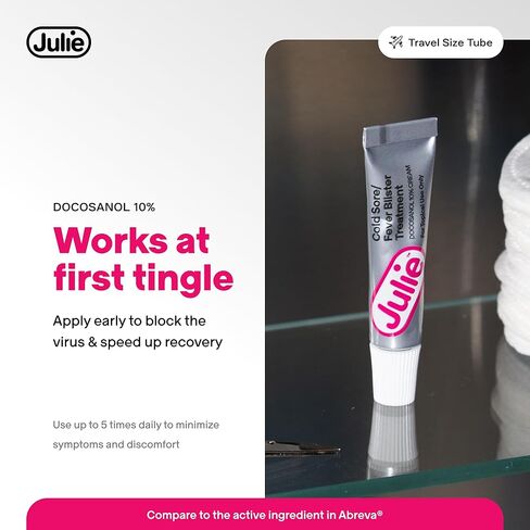 Julie Cold Sore Treatment | Pain Relief Cream | Fever Blister Treatment | Single Tube | Docosanol 10% Cream (0.07oz) in Kuwait