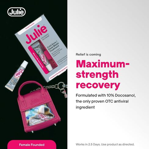 Julie Cold Sore Treatment | Pain Relief Cream | Fever Blister Treatment | Single Tube | Docosanol 10% Cream (0.07oz) in Kuwait