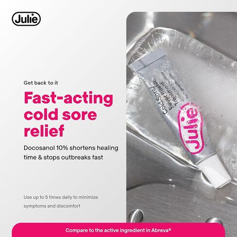 Julie Cold Sore Treatment | Pain Relief Cream | Fever Blister Treatment | Single Tube | Docosanol 10% Cream (0.07oz) in Kuwait