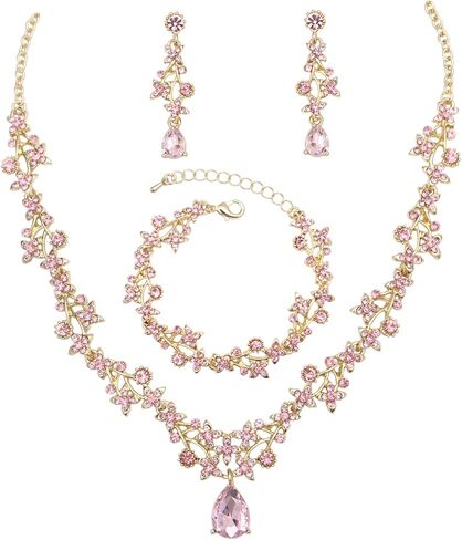 Women’s Brides Bridesmaid Jewelry Set Austrian Crystal Teardrop Elegant Necklace Dangle Earrings Link Bracelet Wedding Prom Costume Party Events Evening Dress in Saudi Arabia