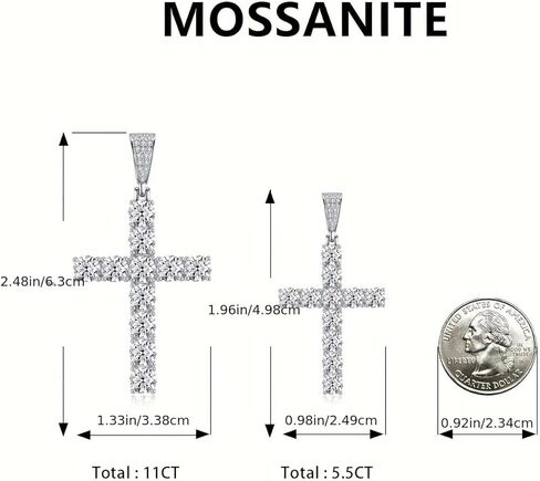 Moissanite Cross Pendant Necklace for Women, D Color VVS1 18K White Gold Plated 925 Sterling Silver, Lab Created Diamond Jewelry Gift Jesus Christian Religious Crucifix in Kuwait