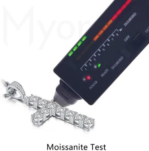Moissanite Cross Pendant Necklace for Women, D Color VVS1 18K White Gold Plated 925 Sterling Silver, Lab Created Diamond Jewelry Gift Jesus Christian Religious Crucifix in Kuwait