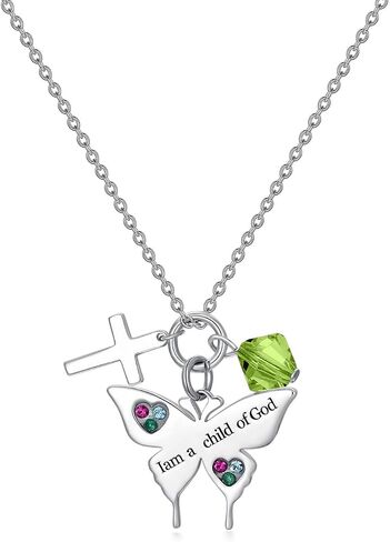 Aoboco 925 Sterling Silver Cross Butterdly Netclace Baptism Complelity Homiptions for Disten in Saudi Arabia