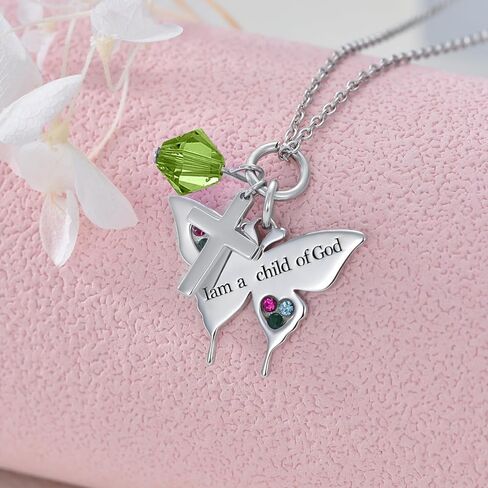 Aoboco 925 Sterling Silver Cross Butterdly Netclace Baptism Complelity Homiptions for Disten in Saudi Arabia