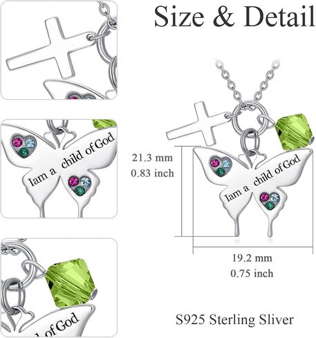 Aoboco 925 Sterling Silver Cross Butterdly Netclace Baptism Complelity Homiptions for Disten in Saudi Arabia