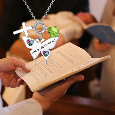 Aoboco 925 Sterling Silver Cross Butterdly Netclace Baptism Complelity Homiptions for Disten in Saudi Arabia