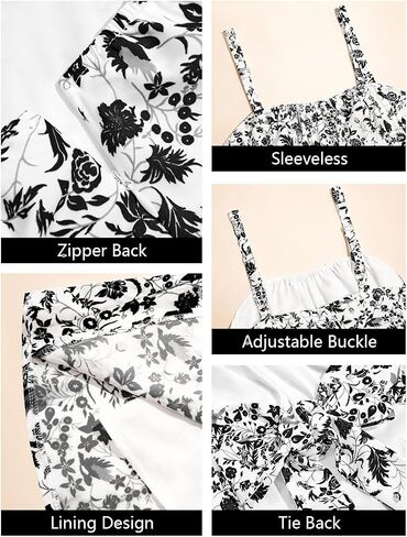 Wenrine Womens Floral Mini Dress Spaghetti Strap Sleveless Sied Back Grown Shuff Summer Dresses in Saudi Arabia