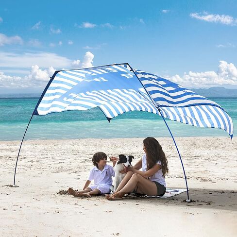 Beach Shade Canopy Sun Tent Shelter, Wind Canopy for Beach, Backyard, Park, Dessert, Light Weight, Easy Set Up, 78 Sq. Ft. of Shade for 1-3 People, Lite Regatta Stripe in Kuwait