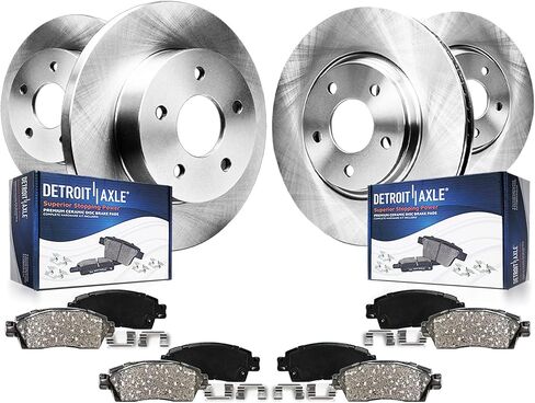 Detroit Axle - 8pc Brake Kit for 2017-2021 Chrysler Pacifica 2020-2021 Voyager Disc Brake Rotors Ceramic Brakes Pads with Hardware Replacement : 12.99" inch Front and 12.60" inch Rear Rotor in Kuwait