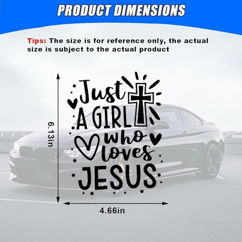 Just A Girl Who Loves Jesus Decal Car Sticker, 6.1"×4.6" Jesus Cross Vinyl Sticker Car Bumper Decal, Waterproof Auto Exterior Decoration Decals for Cars, Truck, Wall, Window, Laptop (White) in Kuwait