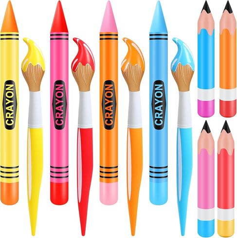 12 Pcs Inflatable Crayons Balloons Decoration Set Giant Large Crayons Pencils Paint Brush Hanging Inflatable Decor for Garden Room Birthday Back to School Party Decorations,12 Designs in Kuwait