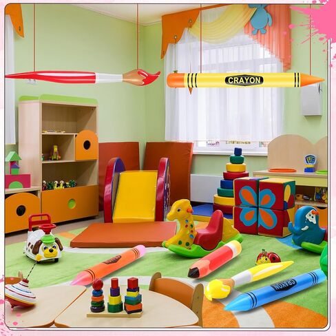 12 Pcs Inflatable Crayons Balloons Decoration Set Giant Large Crayons Pencils Paint Brush Hanging Inflatable Decor for Garden Room Birthday Back to School Party Decorations,12 Designs in Kuwait