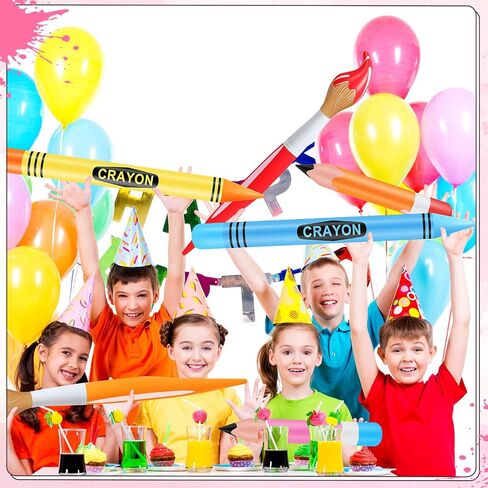 12 Pcs Inflatable Crayons Balloons Decoration Set Giant Large Crayons Pencils Paint Brush Hanging Inflatable Decor for Garden Room Birthday Back to School Party Decorations,12 Designs in Kuwait