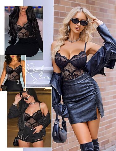 Avidlove Sexy Lingerie for Women Lace Bodysuit V Neck Cut Out Babydoll One Piece Lingerie Teddy in Saudi Arabia