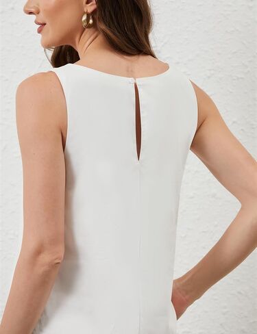 OLAPTA Women Sleeveless Summer Mini Tank Dress Tie Up Loose Fit Sundress Scoop Neck Casual Trendy Short Dresses with Pockets in Saudi Arabia