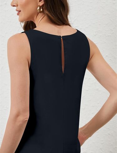 OLAPTA Women Sleeveless Summer Mini Tank Dress Tie Up Loose Fit Sundress Scoop Neck Casual Trendy Short Dresses with Pockets in Saudi Arabia