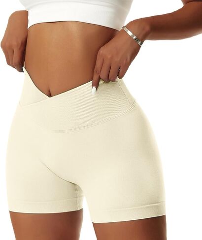 Vertvie Women's Workout Gym Shorts Booty V Cross Spandex Yoga Biker Shorts Scrunch Butt High Waisted Athletic Leggings in Kuwait