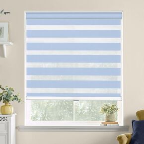 Didoya Zebra Blinds for Windows, Cordless Roller Shades for Indoor Windows with Color Matched Cassette, Dual Layer Fabric Light Filtering Sheer Shades for Living Room Bedroom, White 32" W x 54" H in Saudi Arabia