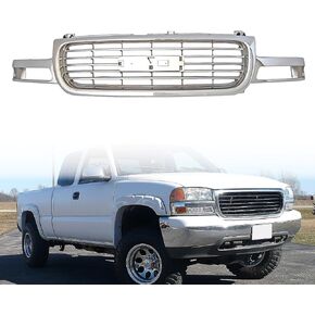 نوبات الشبكة الأمامية Chrome من 1999-2002 GMC Sierra 1500 2500 و 2000-2006 Yukon مع استبدال إدراج أسود لـ GM1200430 in Kuwait