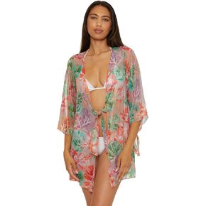BECCA Coral Reef Tie Front Tunic, Casual, Sheer, Beach Cover Ups for Women in Saudi Arabia