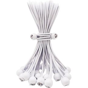 كرات Bungee الحبال 100 PCS ، 6 بوصة من الأسلاك بنجي مع كرات ، حبال صغيرة من البنجي في الهواء الطلق ، كرات بنجي لربط القنب أسفل خيام التخييم القنب (أبيض) in Kuwait