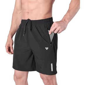 شورتات رياضية للرجال الجافة الجافة سعة 7 بوصات تمرين تمرين الرياضة كرة السلة لخفيفة الوزن جيوب السحاب in Kuwait