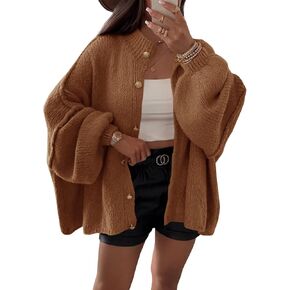 Saodimallsu Womens Oversized Cardigans Long Lantern Sleeve Button Down Chunky Knit Loose Fall Sweater Coats in Saudi Arabia