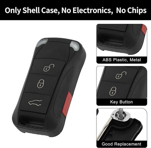 X AutoHaux Key Shell Case Entry Entry Key Remote Key FOB CASE PORSCHE CAYENNE 2005-2006 PORSCHE CAYENNE 2008-2011 4 Buttons KR55WK45022 in Kuwait