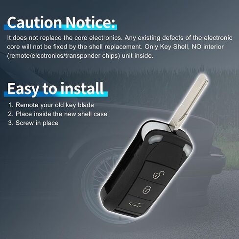 X AutoHaux Key Shell Case Entry Entry Key Remote Key FOB CASE PORSCHE CAYENNE 2005-2006 PORSCHE CAYENNE 2008-2011 4 Buttons KR55WK45022 in Kuwait