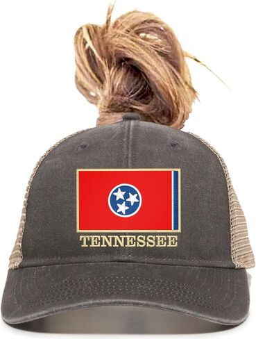 Go All Out Tennessee Flag with Classy Gold Trim Bucket Ponytail Visor Embroidered Cap Dad Hat in Saudi Arabia