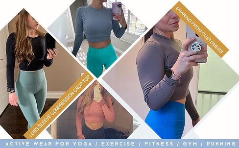 Custom Logo Text Print Women's Crop Tops Yoga Workout Long Sleeve Shirts in Saudi Arabia