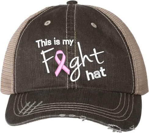 Go All Out This is My Fight Hat Breast Cancer Ribbon Dad Deluxe Trucker Flatbill Baseball Structured Embroidered Hat in Saudi Arabia