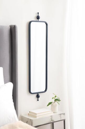 Kate and Laurel Kasota Mirt Traditional Slim Panel Gall Mirror ، 9 × 36 ، الأزرق البحري ، مرآة طويلة الطول لاستخدامها كدخول متعدد الاستخدامات أو جدار غرفة نوم in Saudi Arabia