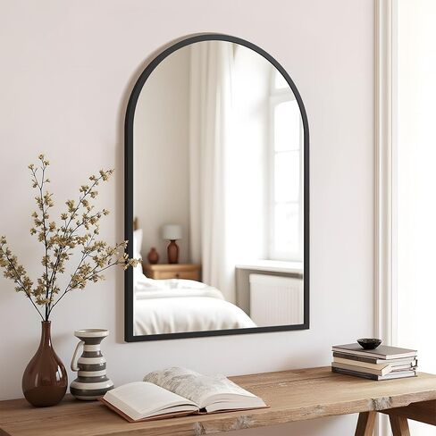 36 "x24" مرآة الجدار زخرفية ، مرايا الإطار المعدني القوس للحمام ، غرفة نوم ، مدخل ، غرفة معيشة ، أسود in Kuwait