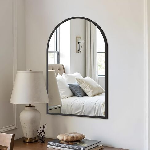 36 "x24" مرآة الجدار زخرفية ، مرايا الإطار المعدني القوس للحمام ، غرفة نوم ، مدخل ، غرفة معيشة ، أسود in Kuwait