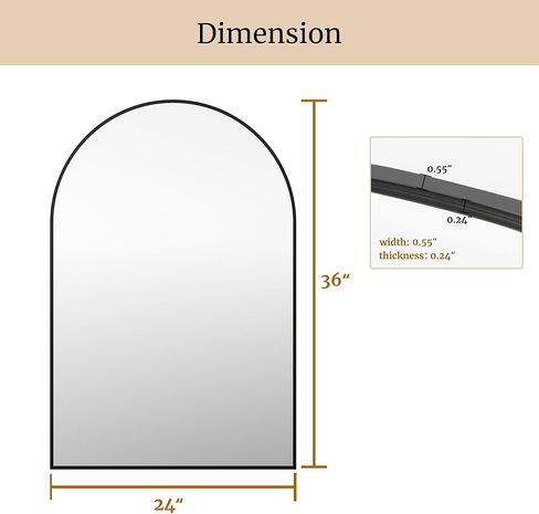 36 "x24" مرآة الجدار زخرفية ، مرايا الإطار المعدني القوس للحمام ، غرفة نوم ، مدخل ، غرفة معيشة ، أسود in Kuwait