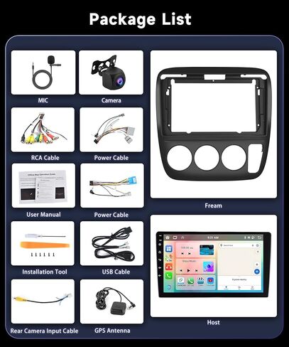 Android Car Stereo Radio for Honda CRV 1997 1998 1999 2000 2001 Manual A/C with Wireless CarPlay Android Auto, 9inch HD Touchscreen with Bluetooth GPS Navigation WiFi HiFi SWC USB AHD Backup Camera in Saudi Arabia