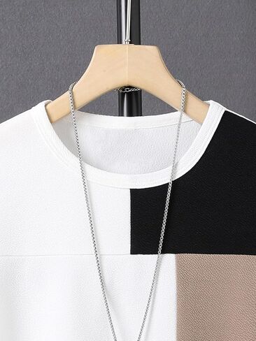 بلوك ألوان Oyoangle Boy Block Short Sereve T-Shirt Tops Summer Teeps Tops in Saudi Arabia