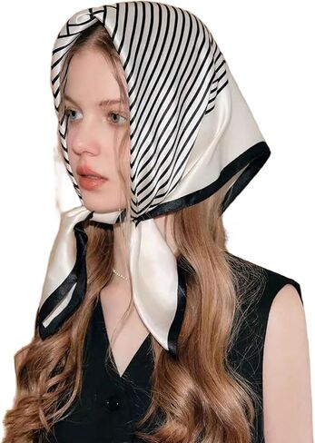 Milumia Women's Striped Print Square Hair Scarf Vintage Bandana Head Kerchief in Saudi Arabia