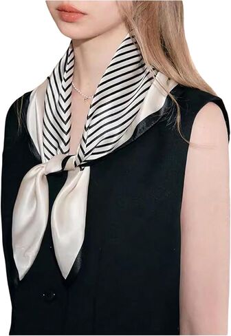 Milumia Women's Striped Print Square Hair Scarf Vintage Bandana Head Kerchief in Saudi Arabia