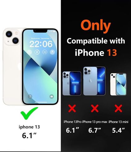 Diverbox for iPhone 13 Case [Shockproof] [Dropproof] [Tempered Glass Screen Protector + Camera Lens Protector],Heavy Duty Protection Phone Case Cover for Apple iPhone 13 (Black) in Kuwait