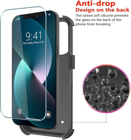 Diverbox for iPhone 13 Case [Shockproof] [Dropproof] [Tempered Glass Screen Protector + Camera Lens Protector],Heavy Duty Protection Phone Case Cover for Apple iPhone 13 (Black) in Kuwait