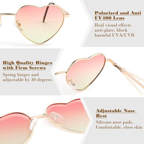 FEISEDY Polarized Heart Sunglasses Women Men Metal Frame Cute Lovely Glasses UV400 Protection B2375 in Saudi Arabia