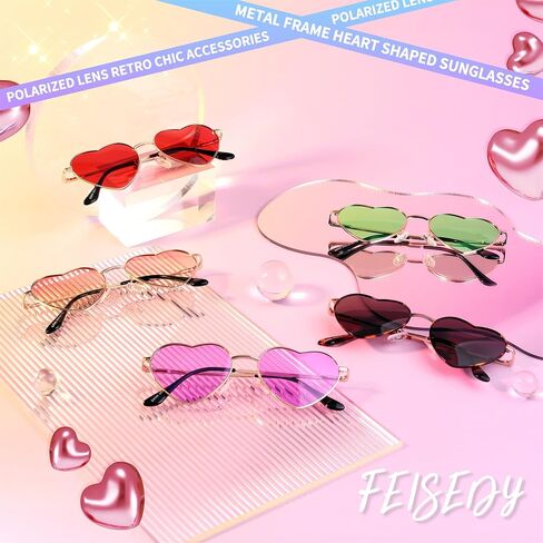 FEISEDY Polarized Heart Sunglasses Women Men Metal Frame Cute Lovely Glasses UV400 Protection B2375 in Saudi Arabia