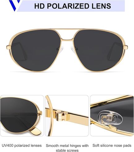 Vanlinker Retro Aviatiator Sunglasses for Women Men Classic Trendy Driving Grasses Designer Metal Frame VL9837 in Kuwait