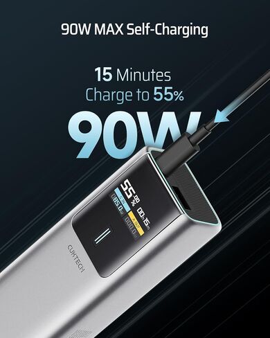 Cuktech 100W Power Bank ، 10000mah usb c Charger مع عرض TFT الذكي ، سلسلة iPhone 16/15 المتوافقة مع PD3.0 PD3.0 in Saudi Arabia