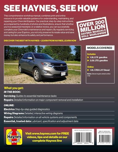 Haynes Chevrolet Equinox (2018-2022) Repair Manual – Maintenance, Troubleshooting, Wiring Diagrams, Step-by-Step DIY Instructions. in Saudi Arabia
